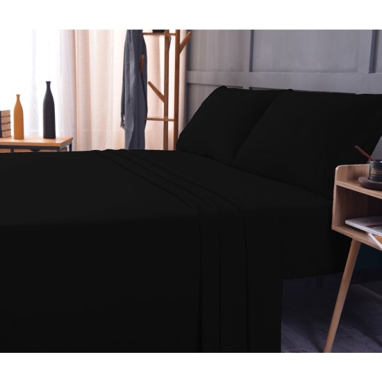  Wrinkle Free Sheet Sets with Deep Pockets & Stain Resistant, 1800 Thread Count Bamboo Based, Black, King