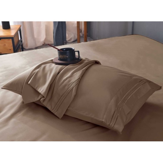  Wrinkle Free Sheet Sets with Deep Pockets & Stain Resistant, 1800 Thread Count Bamboo Based, Tiger Eye, California King