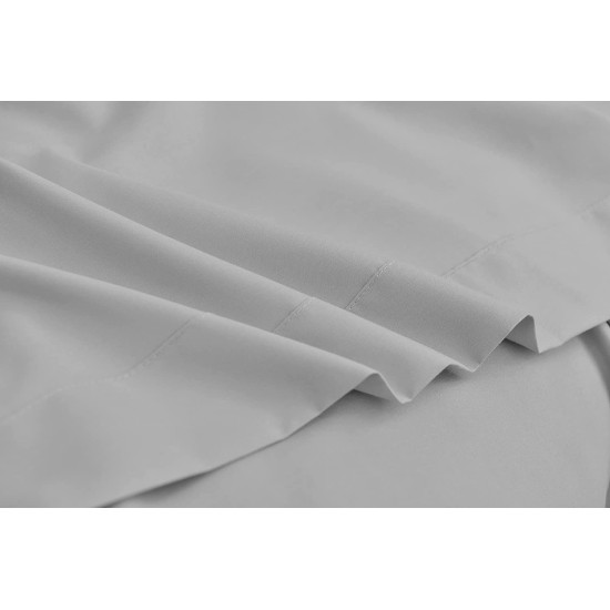  Wrinkle Free Sheet Sets with Deep Pockets & Stain Resistant, 1800 Thread Count Bamboo Based, Silver, Split King