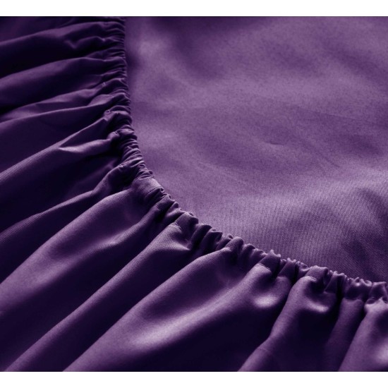 Wrinkle Free Sheet Sets with Deep Pockets & Stain Resistant, 1800 Thread Count Bamboo Based, Purple, Twin XL