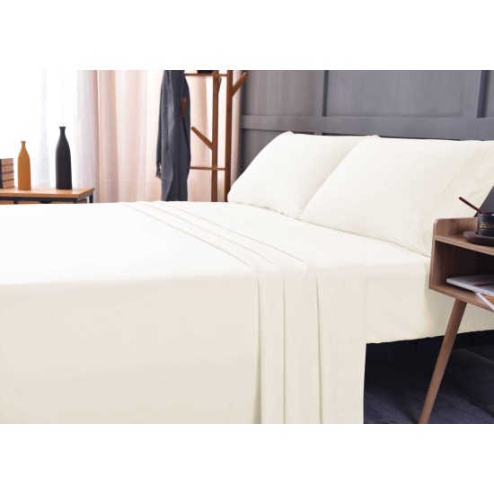  Wrinkle Free Sheet Sets with Deep Pockets & Stain Resistant, 1800 Thread Count Bamboo Based, Ivory, King
