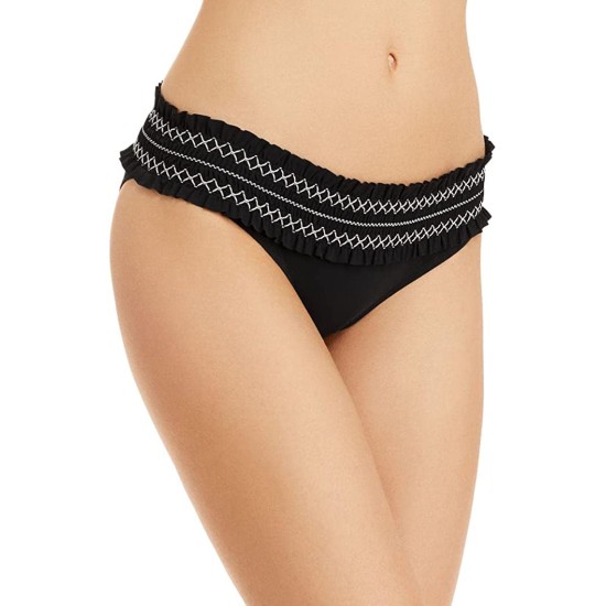  Women’s Costa Hipster Bikini Bottoms, Black/Ivory, Large