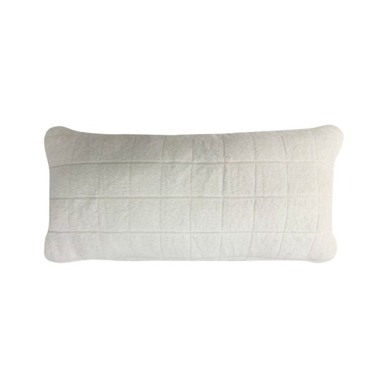  Windowpane Lumbar Decorative Pillow, 14″ x 30″ White
