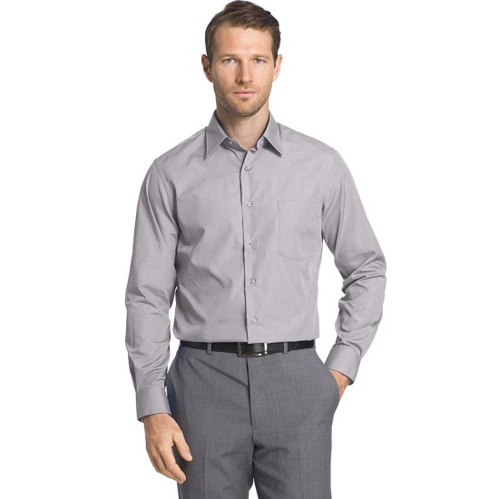  Men’s Athletic Fit Poplin Dress Shirt (Grey Stone, 16.5×34-35)