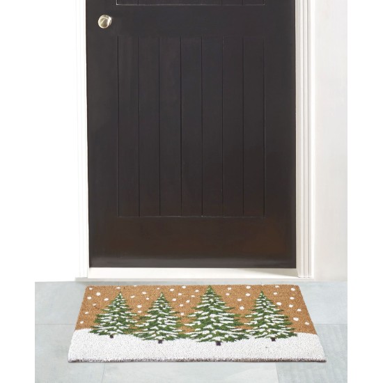  Snow Trees Coir Doormat, Natural, 18×30