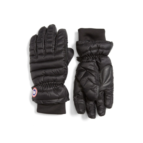 Women’s  Lightweight Quilted Down Gloves, Size Medium – Black