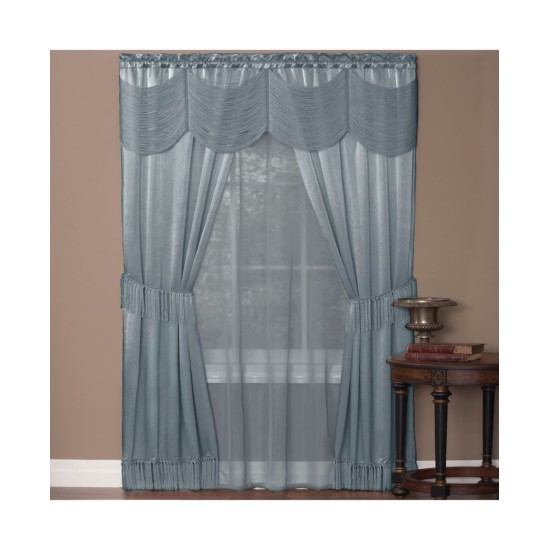  Halley 6 Piece Window Curtain Set, 56×84, Ice Blue