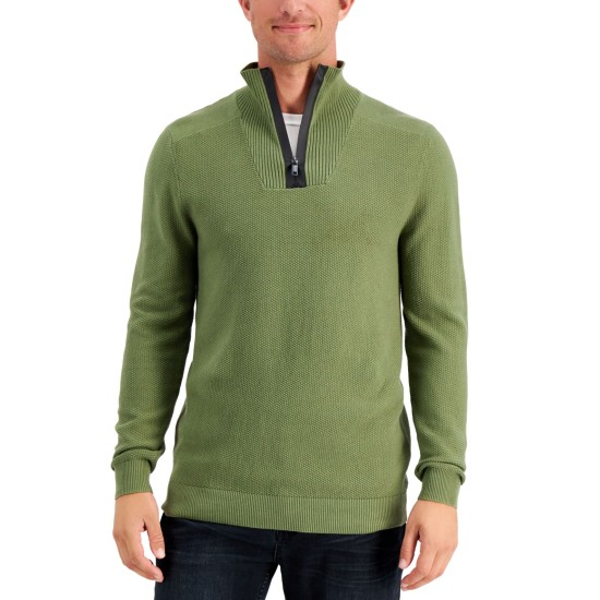  Men's Quarter-Zip Sweaters, Green, X-Large