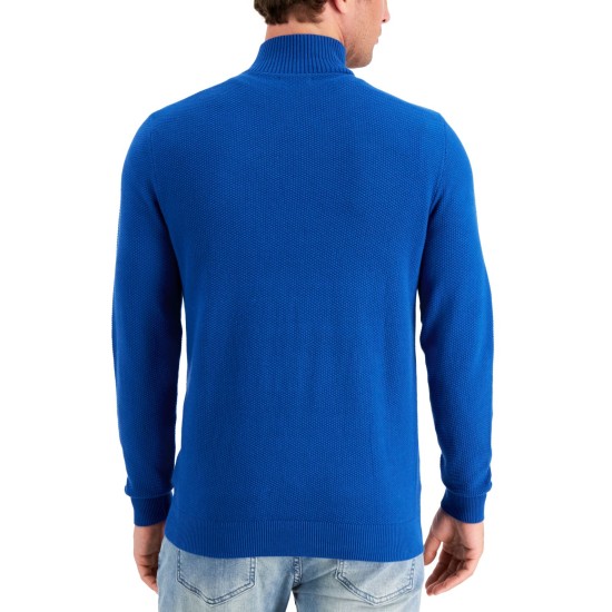  Men's Quarter-Zip Sweaters, Navy, Small
