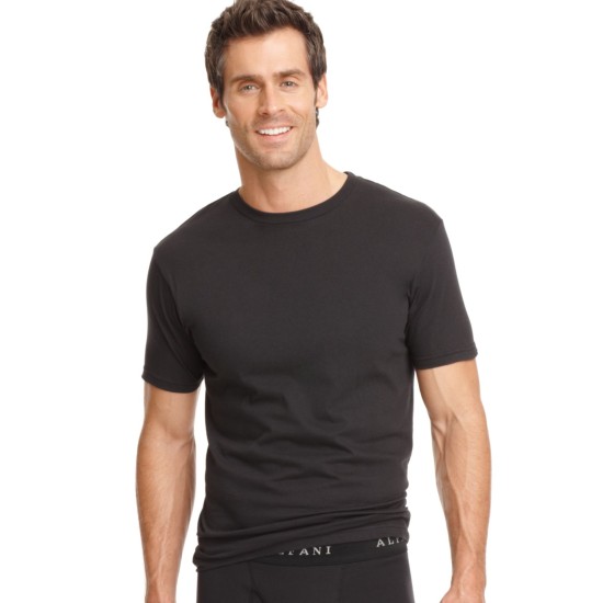  Men’s Underwear, Tagless Crew Neck Undershirt 3 Pack, Black, Large