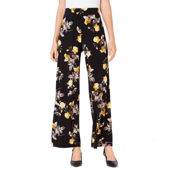  Printed Palazzo Pants, DPB Lively Rose, Large
