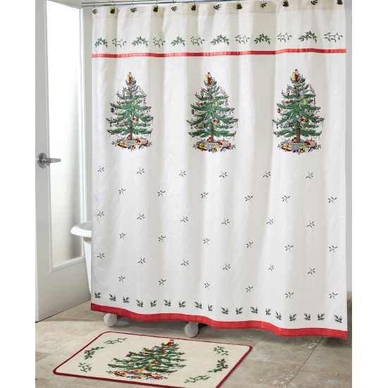  Holiday Spode Tree Red Shower Curtain, Red, 72″ x 72″