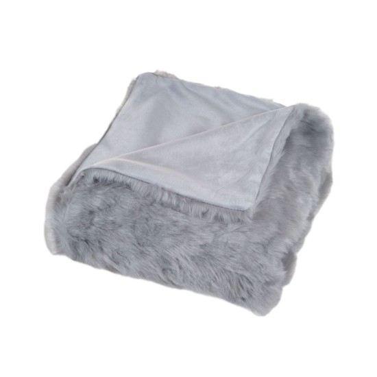  Home Luxury Faux Fur Throw, Gray, 50″ x 60″