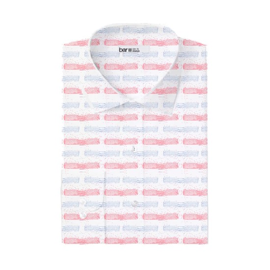  Mens Organic Cotton Abstract Dash-Print Slim Fit Dress Shirts, Small