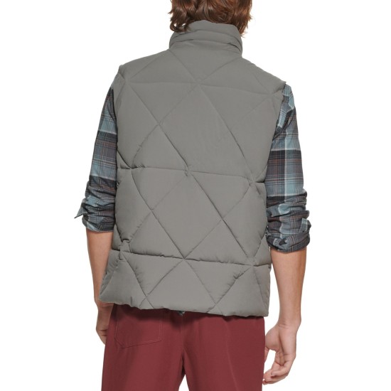  Men’s Glacier Hiking Diamond Quilted Vest, Gray, Medium