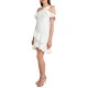 One-Shoulder Ruffled Dress, Off White, 6