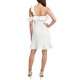 One-Shoulder Ruffled Dress, Off White, 6