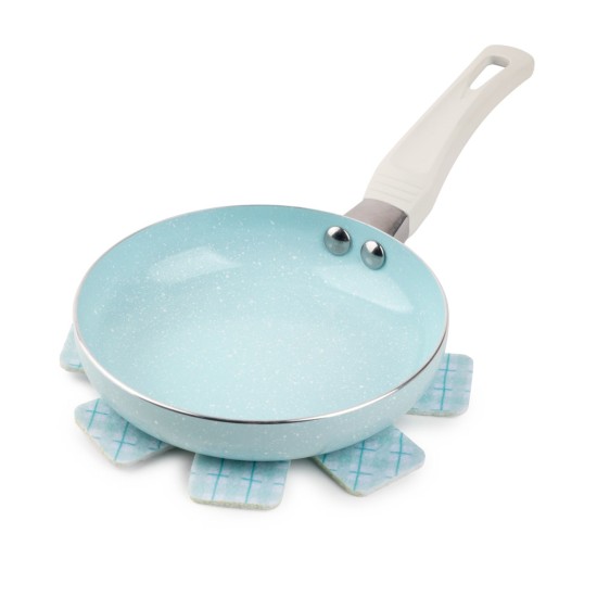  2 Piece Mini Nonstick Fry Pan & Felt Protector, Holly Berry, Turquoise