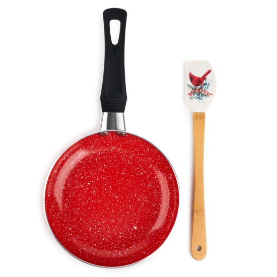  Mini Round Pan and Pointed Spatula 2-Pc. Set,Red