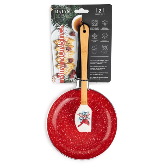  Mini Round Pan and Pointed Spatula 2-Pc. Set,Red