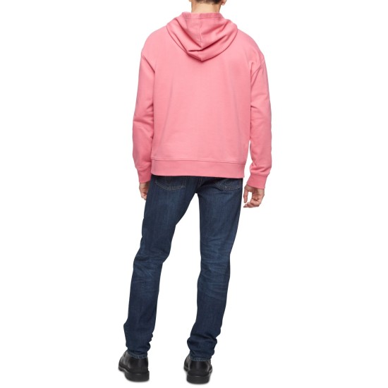  Men’s Relaxed Fit Standard Logo Terry Hoodies, Pink, Medium