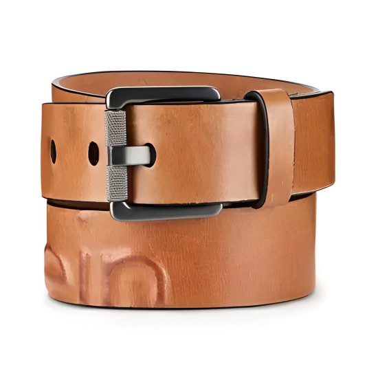  Mens Brown Roller Buckle Leather Casual Belt 32, Tan