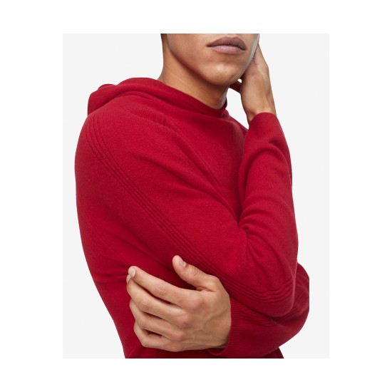  Men’s Solid Merino Wool Hoodie Sweater, Large