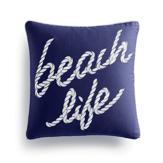  Damask Designs Beach Life “16X16” Decorative Pillow, Navy
