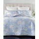  Damask Quilted Printed Cotton Euro Sham, Blue, 26x26