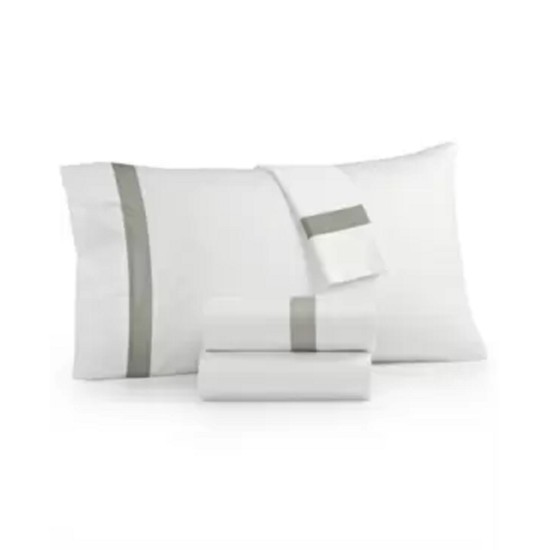  Sleep Luxe Sateen Fashion Hem 100% Cotton 800 Thread Count 4 Pc. Sheet Set, Gray