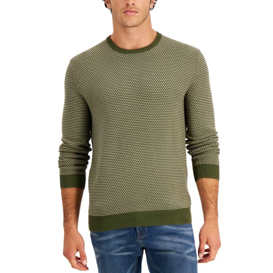  Men's Elevated Tonal Texture Sweaters, Green, Small