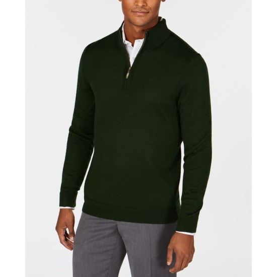  Men’s Quarter-Zip Merino Wool Blend Sweaters, Charcoal, 3X-Large