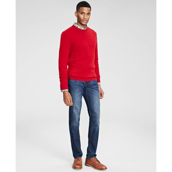  Men’s V-Neck Cashmere Sweater, College Red, Medium