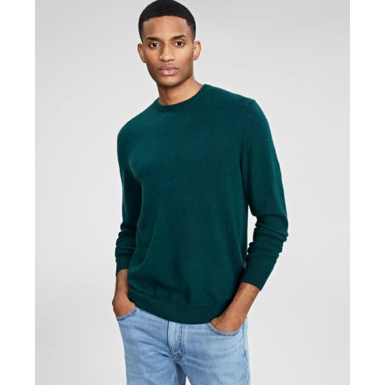  Men’s V-Neck Cashmere Sweater, Green, Medium