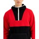  Men's Colorblocked Anorak Sweaters, Red, Large