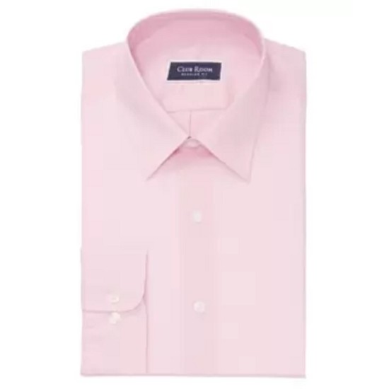  Mens Pink Point Collar Classic Fit Dress Shirt, 17.5X34-35