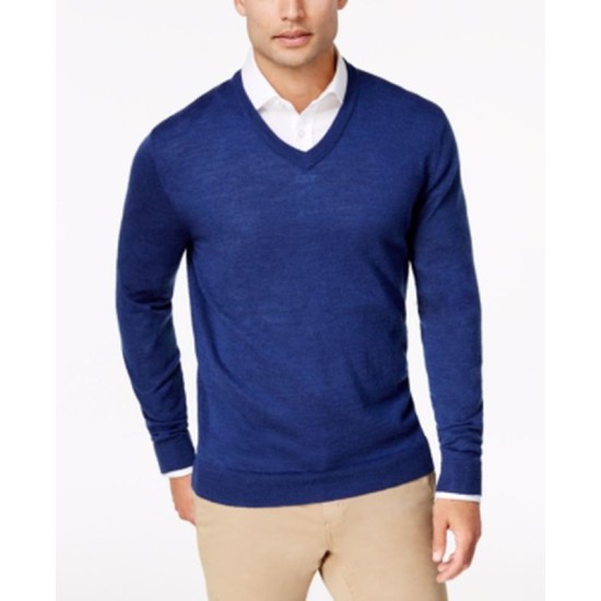  Men’s Quarter-Zip Merino Wool Blend Sweater, Crew Blue, 3X-Large
