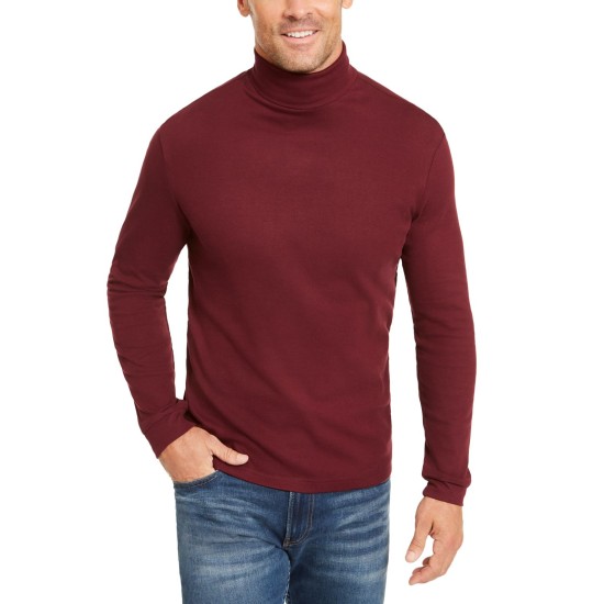  Men’s Solid Turtleneck Shirt, Red Plum, Large