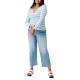  Womens Trendy Plus Size Renee Long Sleeve Cardigan (Blue, 18W)