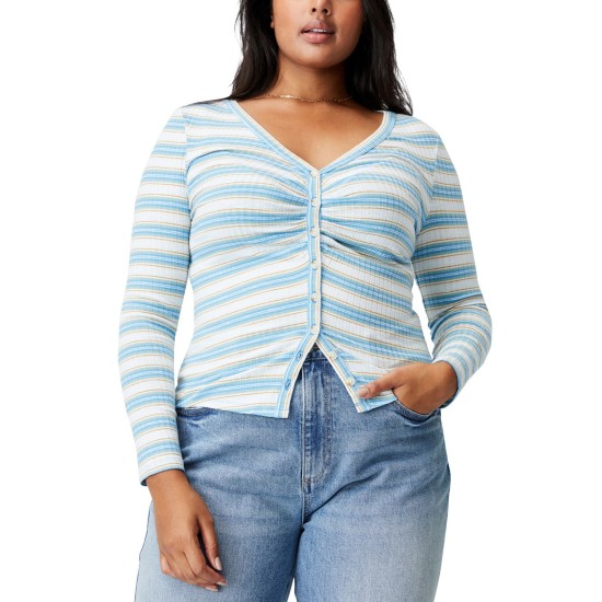  Womens Trendy Plus Size Renee Long Sleeve Cardigan (Blue, 18W)