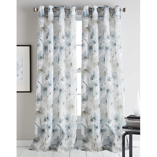  Modern Bloom Sheer Curtain Panel, Multi, 50×84