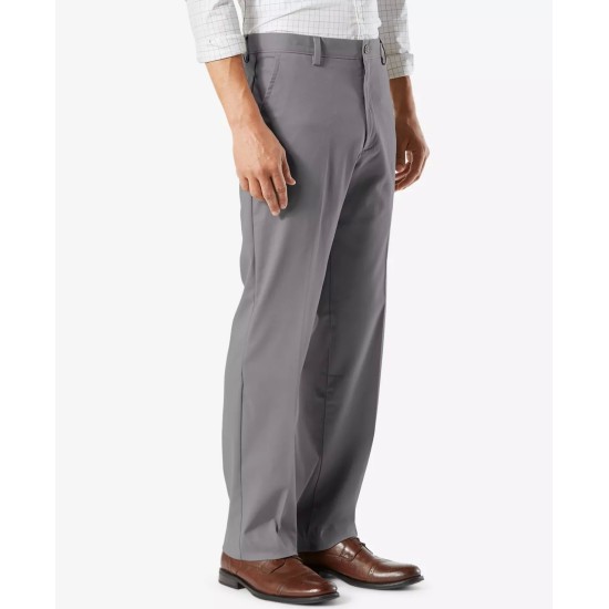  Men's Easy Classic Fit Khaki Stretch Pants, Gray, 34X30