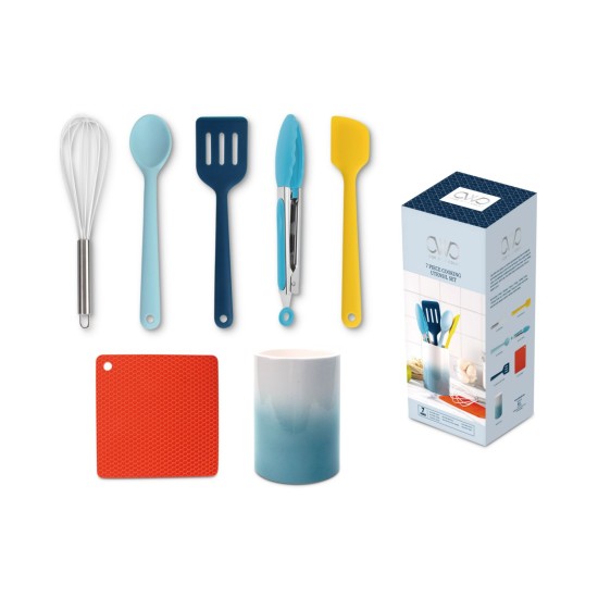 Enchante Cook With Color 7-Pc. Silicone Utensil Set & Crock