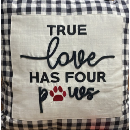  My True Love Has Four Paws, 20”, Oatmeal/ Plaid