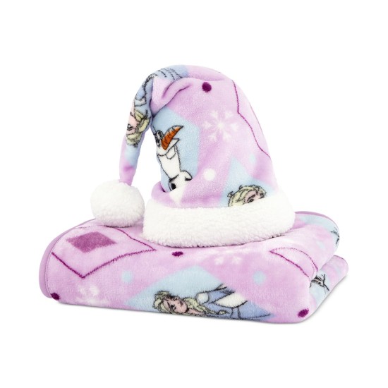 Frozen Travel Blanket and Santa Hat Bedding, Standard, Pink, 70X52