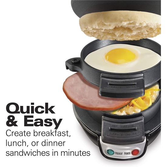  Breakfast Sandwich Maker, Black, 7.3″ x 6.3″