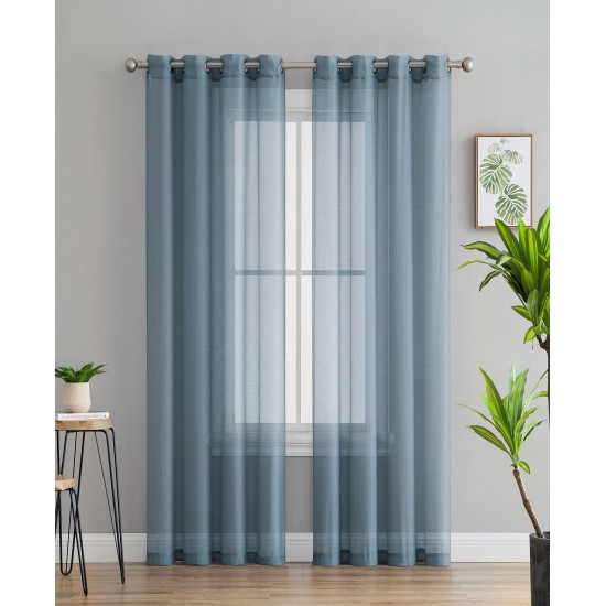  Perth Semi Sheer Grommet Curtain Panels, Aqua, 54×84