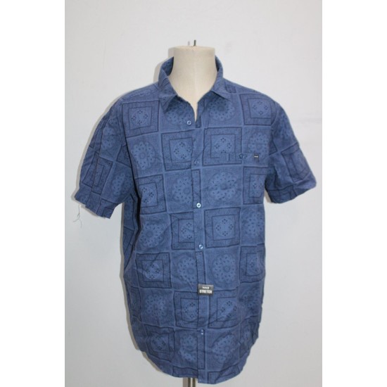  Mens Chambray Strech Shirt, Stone Blue, X-Large