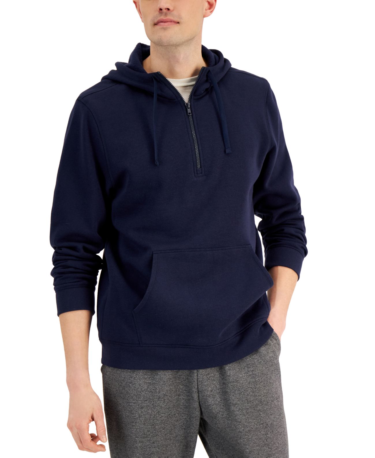 Id Ideology Men's 1/2-Zip Pullover Hoodie, Navy, Medium