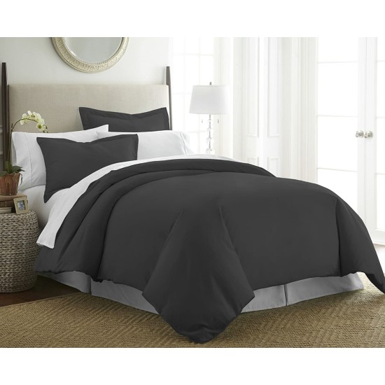  Luxury Collection Soft Brushed Microfiber 3pc Duvet Cover Set, Black, Queen